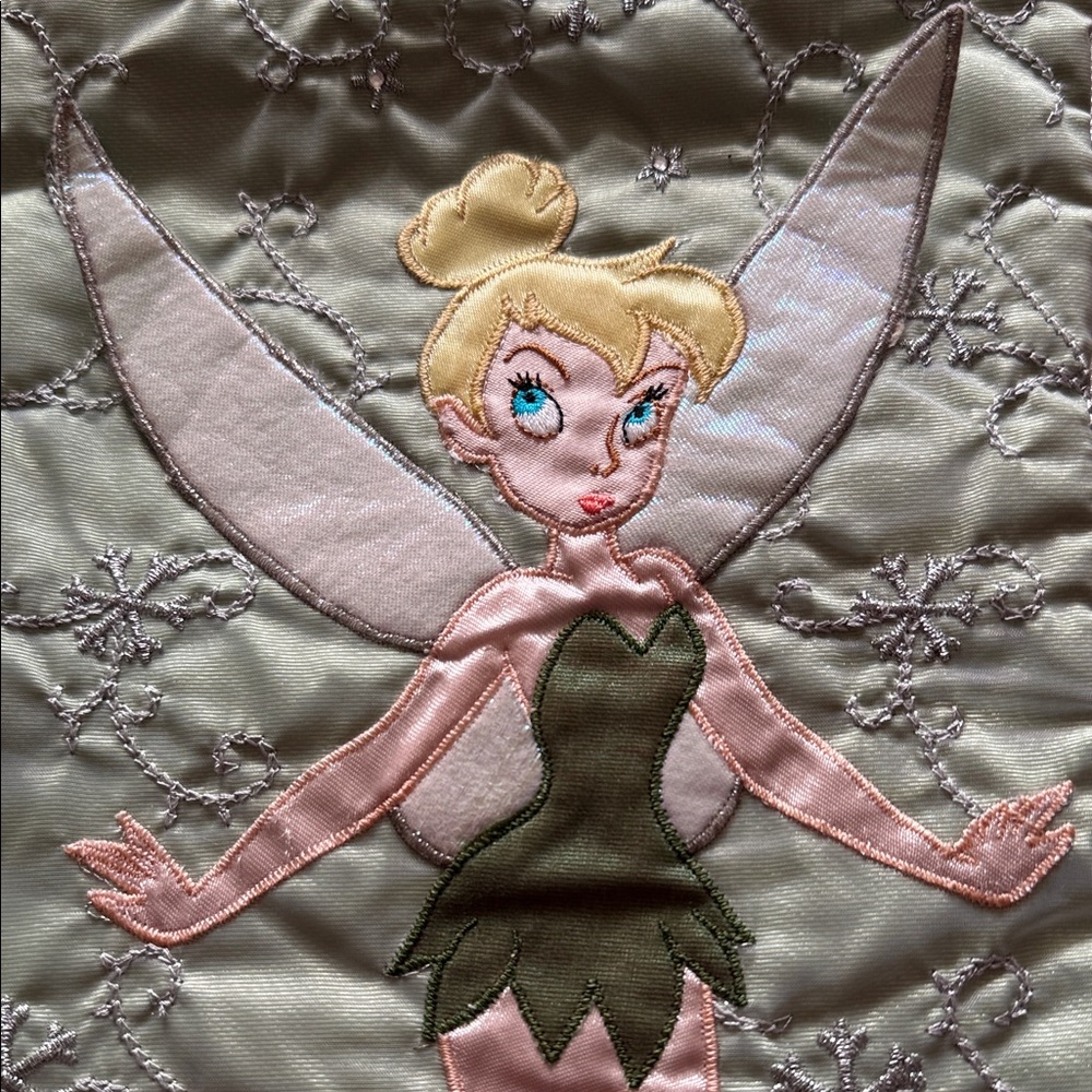 Walt Disney vintage Whimsical embroidered beaded Tinker-bell Holiday Stocking